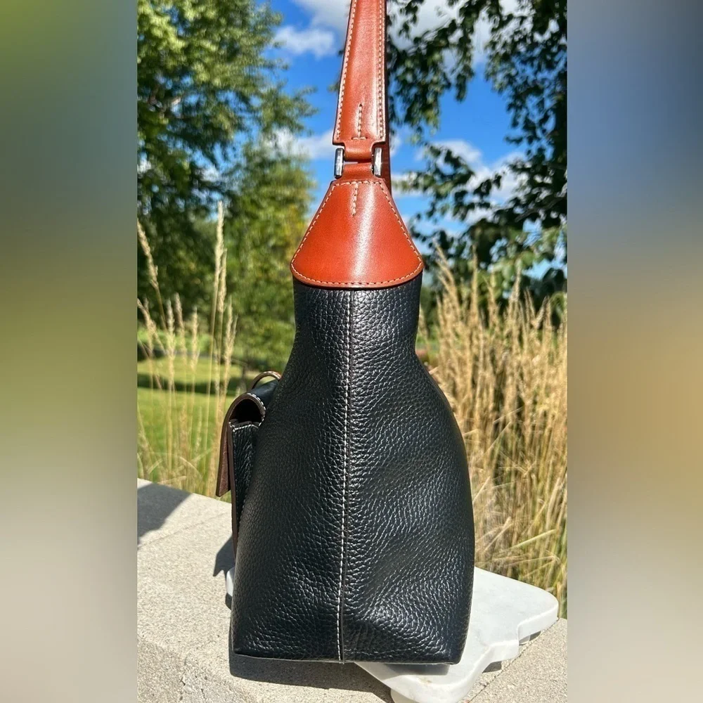 Dooney & Bourke Cambridge Tasseled Black Pebbled Leather Hobo EUC